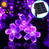 Peach Blossom Shape 50 LEDs Outdoor Garden Waterproof Christmas Spring Festival Decoration Solar Lamp String