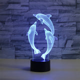 Three Dolphins Shape 3D Colorful LED Vision Light Table Lamp, 16 Colors Remote Control Version, 16 Colors Remote Control Version