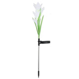 Simulated Lily Flower 4 Heads Solar Powered Outdoor IP55 Waterproof LED Decorative Lawn Lamp, Colorful Light, Colorful Light