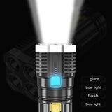 S03 4 x SMD 3030 + COB Strong Light USB Rechargeable LED Flashlight