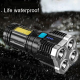 S03 4 x SMD 3030 + COB Strong Light USB Rechargeable LED Flashlight