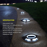 LED Solar Powered Embedded Ground Lamp IP68 Waterproof Outdoor Garden Lawn Lamp