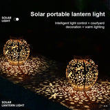 SZ-20004 Solar Lantern Wrought Iron Hollow Lawn Lamp Outdoor Garden Decorative Lamp