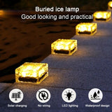 Solar Powered Square Tempered Glass Outdoor LED Buried Light Garden Decoration Lamp IP55 Waterproof，Size: 7 x 7 x 5cm, 7 x 7 x 5cm