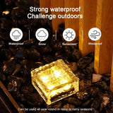 Solar Powered Square Tempered Glass Outdoor LED Buried Light Garden Decoration Lamp IP55 Waterproof，Size: 7 x 7 x 5cm, 7 x 7 x 5cm