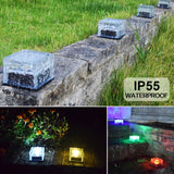 Solar Powered Square Tempered Glass Outdoor LED Buried Light Garden Decoration Lamp IP55 Waterproof，Size: 7 x 7 x 5cm, 7 x 7 x 5cm