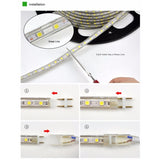 Waterproof IP65 SMD 5730 LED Light with Power Plug, 120 LED/m, AC 220V, 2m White Light, 2m Warm White