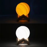 USB Charging 2-Color Changing Energy-saving LED Night Light with Wooden Holder Base, Touch Control 2-Color(10cm)