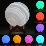 USB Charging 7-Color Changing Energy-saving LED Night Light with Wooden Holder Base, Patted 7-Color(10cm)