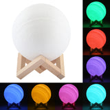 USB Charging 7-Color Changing Energy-saving LED Night Light with Wooden Holder Base, Patted 7-Color(15cm)