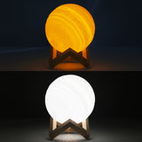 USB Charging 2-Color Changing Energy-saving LED Night Light with Wooden Holder Base, Touch Control 2-Color(18cm)