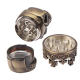 Skull King Style Zinc Alloy Double Layers Herb Tobacco Cigarette Grinder, Bronze, Red Copper