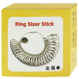 Wooden Handle Metal Copper Ring Sizer Mandrel Finger Sizing Stick, HK Size: 1-33, A