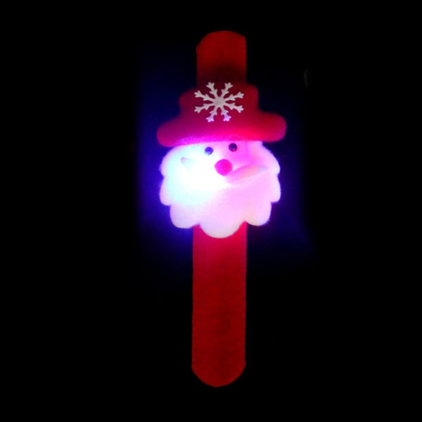 Santa Style Flash Light Merry Christmas Slap Pat Circle Wristband, Flannel Light Santa Claus