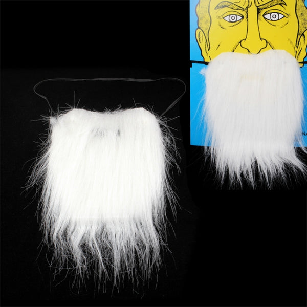 White Bushy Mustache Fake Beard with Elastic Strap, White Bushy Mustache