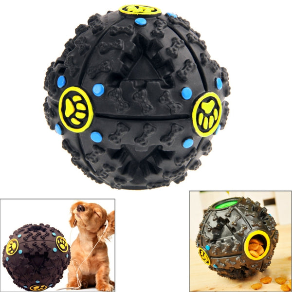 Pet Dog and Cat Food Dispenser Squeaky Giggle Quack Sound Training Toy Chew Ball, Size: S, 7cm Black, Size: M, 9cm Black, Size: L, 11cm Black