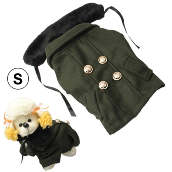 Gorgeous Woolen Cloth with Fur Collar Dog Coat Pet Clothes, Size: XL , Size: S(Deep Green), Size: M (Deep Green), Size: L (Deep Green), Size: XL (Deep Green)