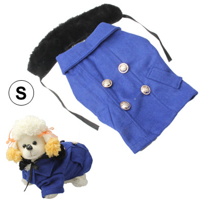 Gorgeous Woolen Cloth with Fur Collar Dog Coat Pet Clothes, Size: S , Size: S (Dark Blue), Size: M(Dark Blue), Size: L (Dark Blue), Size: XL (Dark Blue)