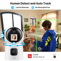 ZOSI 360° Smart Home Security Camera PTZ Auto Tracking Baby Monitor AI Panoramic HD Night Vision Indoor WiFi Surveillance Camera