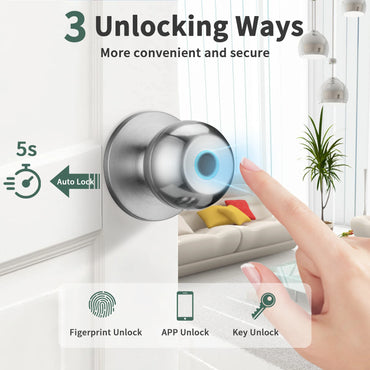 Fingerprint Door Lock For Bedroom Smart Lock Biometric Door Knob Lock with App Control for Bedrooms Cloakroom Apartments Offices