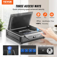 VEVOR Gun Safe Q235 Steel Pistol Safe 3-Way Quick Access Firearm Case Gun Box Advanced Biometric Technology Travel Gun Safe