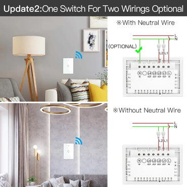 Moes ZigBee Wall Touch Smart Light Switch With Neutral/ No Neutral No Capacitor Smart Life APP Tuya Voice control Alexa Google