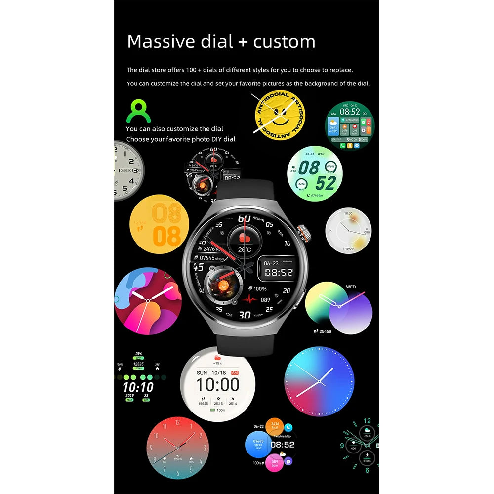 ﻿MT26 Voice Assistant Outdoor Men Smartwatch AMOLED Health Monitoring Professional Sports Fitness Wireless Charging GPS Tracker