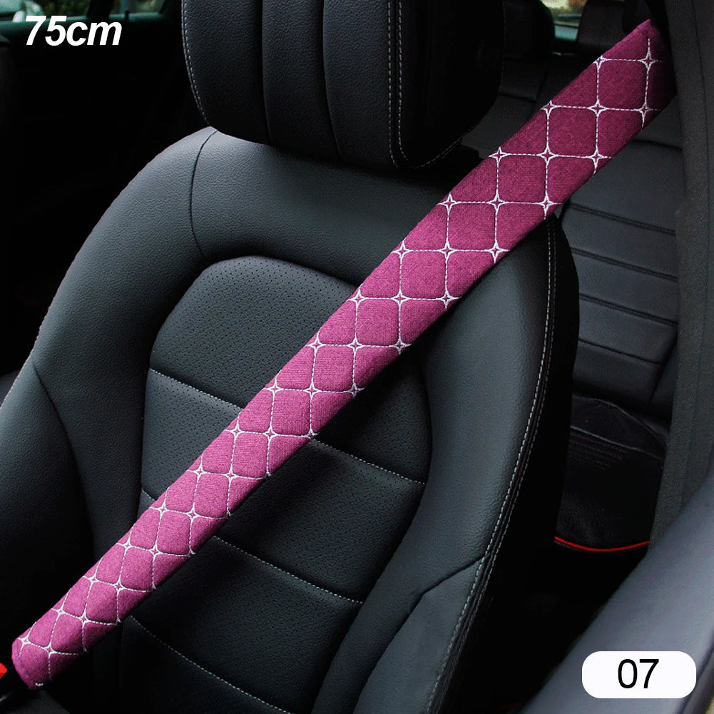 50/75cm Car Seat Belt Shoulder Guard Massage Net Breathable Four Seasons Padding Pad Car Interior Accessories Polyester Fiber