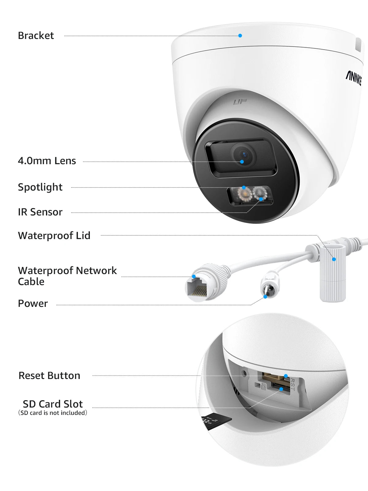 ANNKE 4K Smart Dual Light Bullet Network Camera Built-in mic Outdoor 8MP Smart Home POE IPC Support people vehicle detection