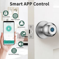 Fingerprint Door Lock For Bedroom Smart Lock Biometric Door Knob Lock with App Control for Bedrooms Cloakroom Apartments Offices