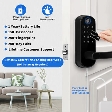 Keyless-Entry Fingerprint Smart Door Lock Digital Electronic Lock with Code Passcode, Electric Door Knob Perfect for Entry Doors