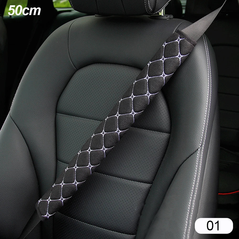 50/75cm Car Seat Belt Shoulder Guard Massage Net Breathable Four Seasons Padding Pad Car Interior Accessories Polyester Fiber