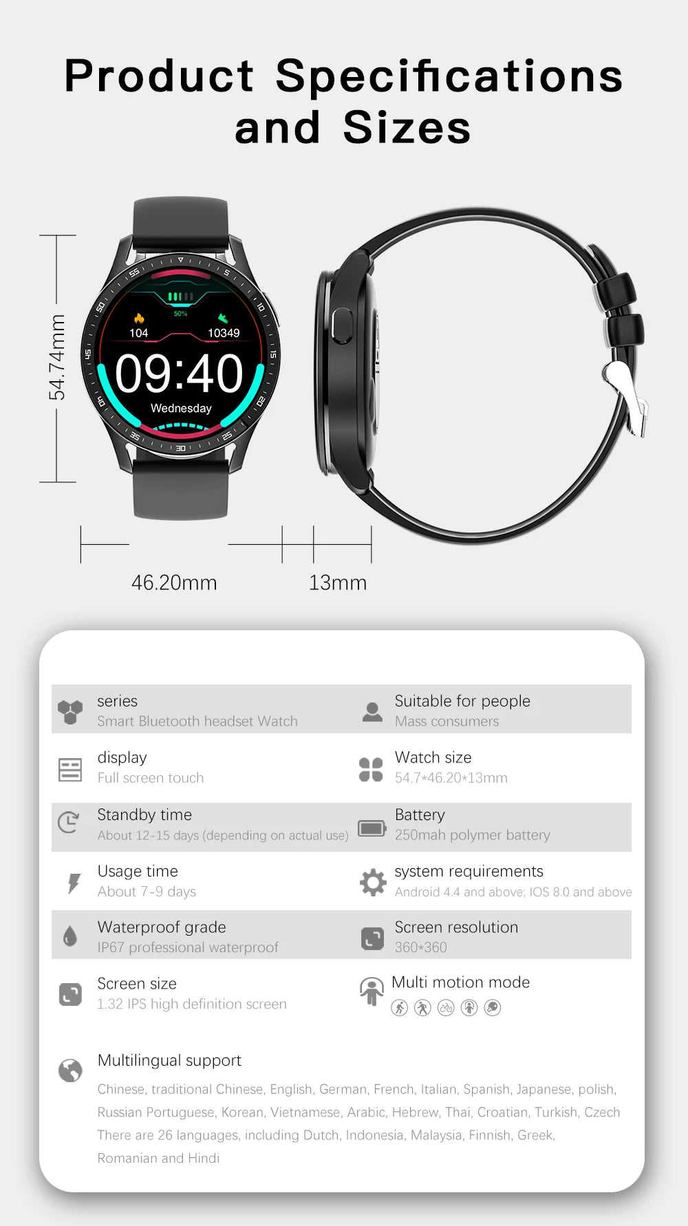 GEJIAN X10 Headset Smart Watch TWS Two In One Wireless Bluetooth Dual Headset Call Health Blood Pressure Sport Music Smartwatch