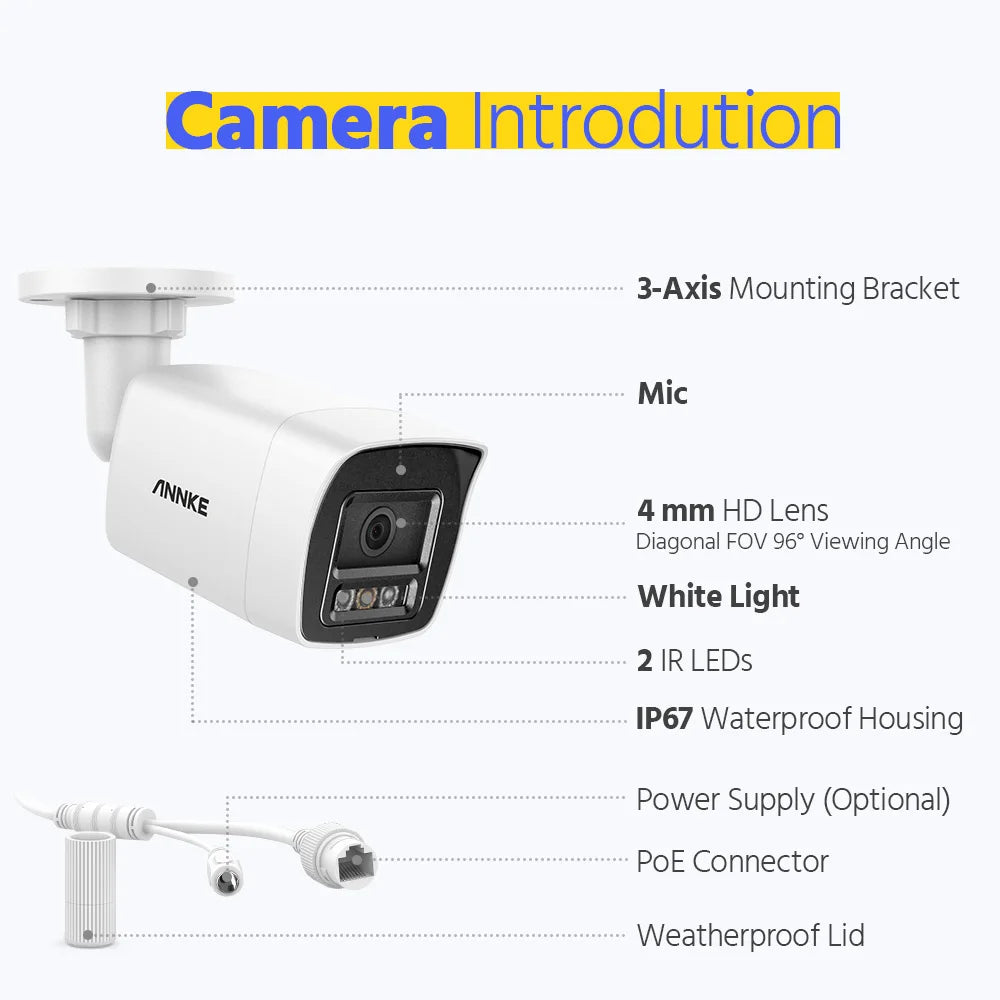 ANNKE 4K Smart Dual Light Bullet Network Camera Built-in mic Outdoor 8MP Smart Home POE IPC Support people vehicle detection