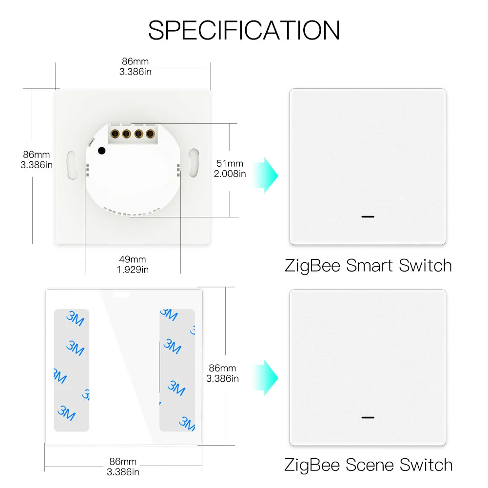 MoesHouse Tuya ZigBee Smart Light Switch with Scene Switch Kit No Neutral Wire No Capacitor Required work with Alexa Google Home