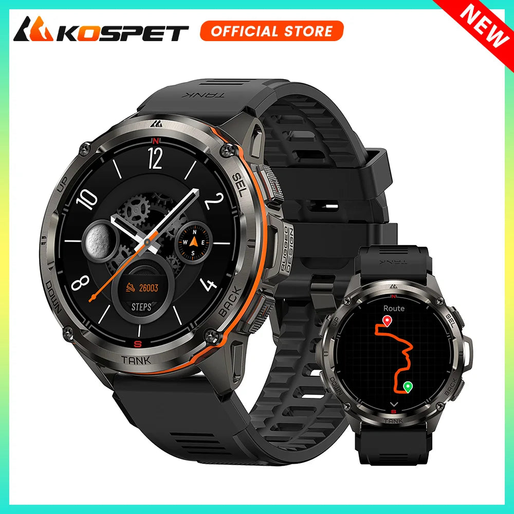 2024 NEW KOSPET TANK T3 Ultra GPS Smart Watches For Men Smartwatch Women Waterproof Electronic Fitness Digital Bluetooth Watches