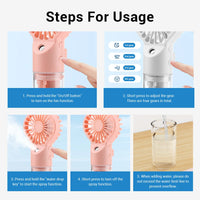 Handheld Portable Fan Water Spray Mini Fan Air Cooling Mist Fan Air Humidifier For Room Outdoor Camping Summer Hydration Device