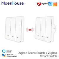 MoesHouse Tuya ZigBee Smart Light Switch with Scene Switch Kit No Neutral Wire No Capacitor Required work with Alexa Google Home