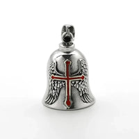 Fashion Red Cross Guardian Angel Wings Bell Motorcycle Bell Keychain Men\\'s Biker Exorcist Amulet Lucky Jewelry Accessory