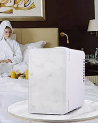 Mini Fridge 6L Capacity, Skin Care Refrigerator with Mirror, Portable Small Fridge Cooler or Warmer, AC DC Power Supply