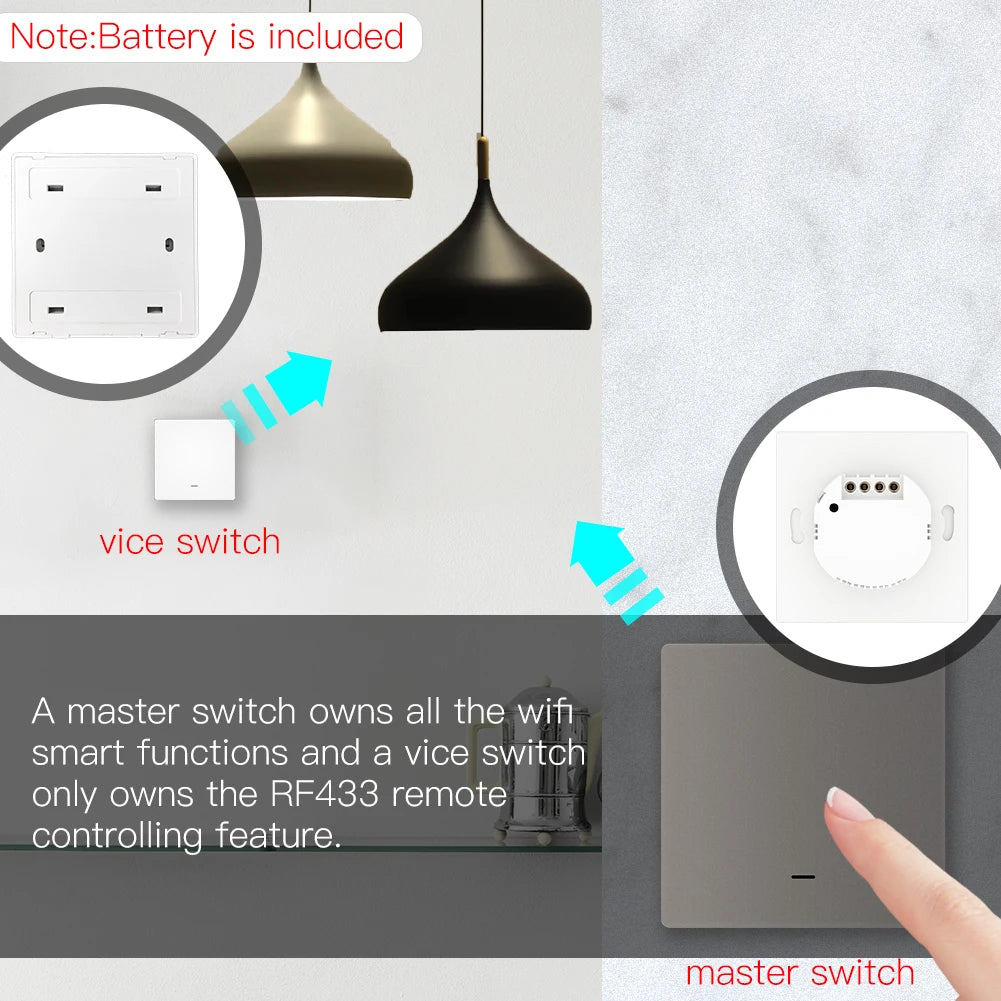 MoesHouse Tuya ZigBee Smart Light Switch with Scene Switch Kit No Neutral Wire No Capacitor Required work with Alexa Google Home