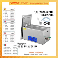 VEVOR 1.3L 2L 3L 6L 10L 15L 22L 30L Ultrasonic Cleaner Lave-Dishes Portable Washing Machine Diswasher Ultrasound Home Appliances