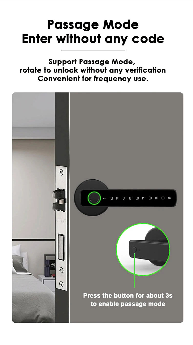 RAYKUBE M5 US Free Delivery Tuya BLE Smart Fingerprint Door Lock Electronic Lock with Password/Key/Card/Tuya APP Unlock