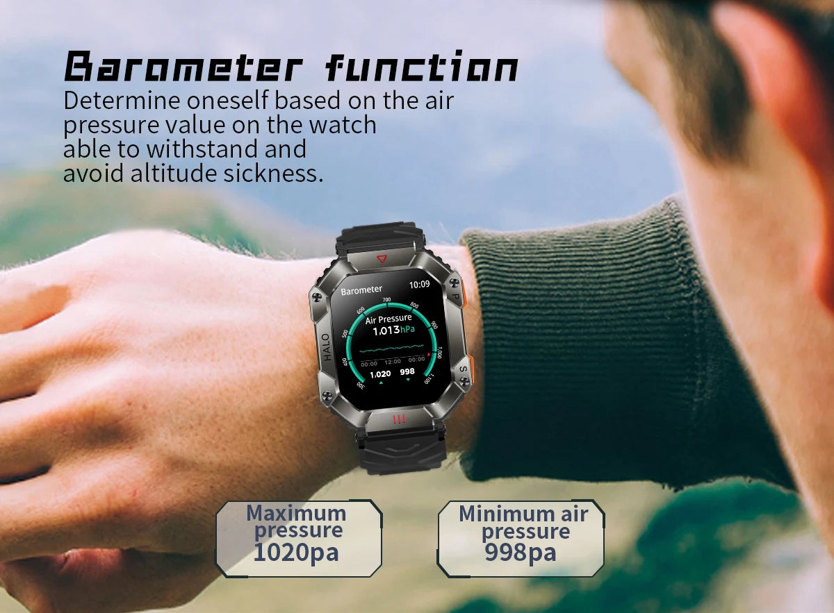 LIGE Outdoor Men Smartwatch Compass Barometer Altimeter GPS Trajectory Outdoor Sport Bluetooth Call 650mAh 2.0'' Smart Watch Men