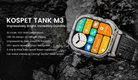 Original KOSPET TANK M3 Smartwatch Men AOD Fitness Smart Watch For Women AMOLED Bluetooth Call AI Voice 480mAh Rugged Watches