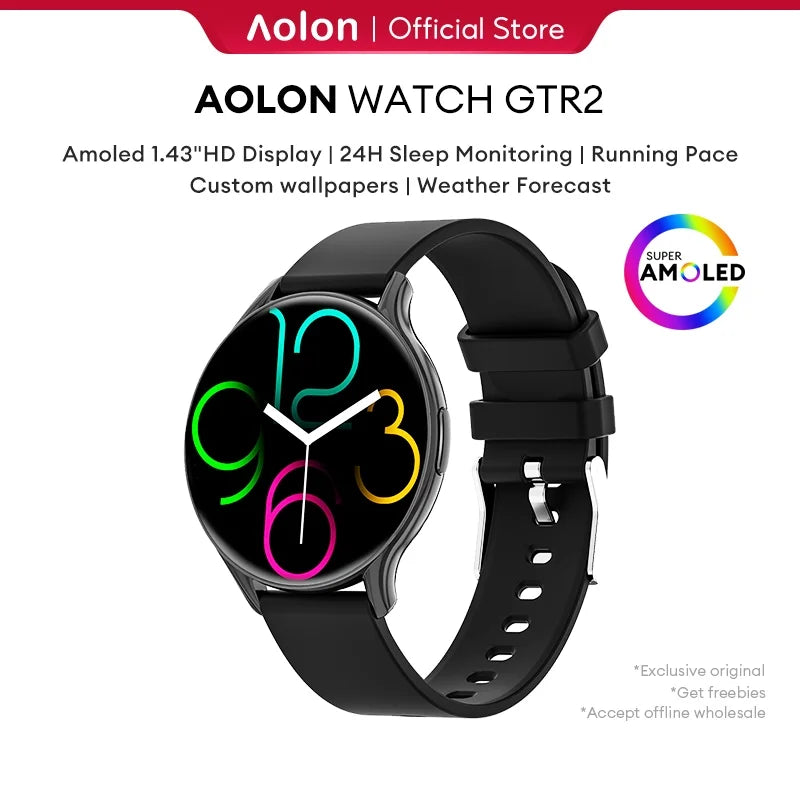 Aolon GTR2 Smart Watch 1.43-inch AMOLED Screen Bluetooth Call Blood Oxygen & Heart Rate 24H Precise Sleep Sport Smartwatchs