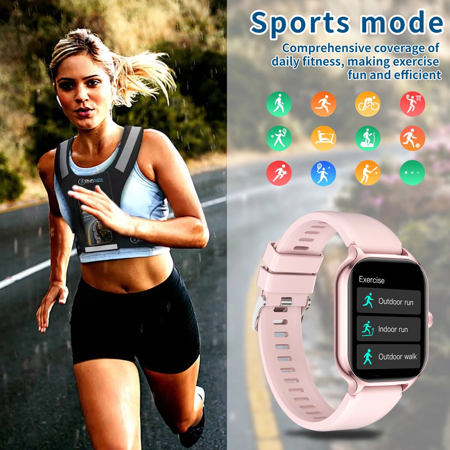 Smartwatch, Wireless Talk/Dial, Multi-Sport Mode for Men and Women, Compatible with IPhone/Andriod