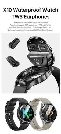 2024 2-in-1 smartwatch with TWS Bluetooth earphones, heart rate and blood pressure monitor, new sports and fitness watch