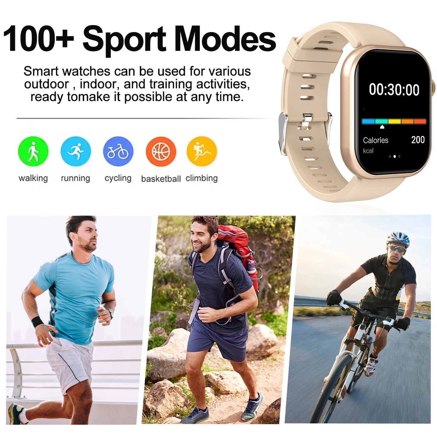 Multi-functional smart sports watch with Bluetooth calling, with message alerts, customizable dial wallpaper, etc.