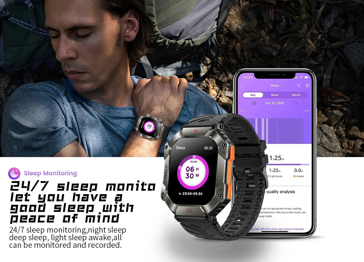 LIGE Outdoor Men Smartwatch Compass Barometer Altimeter GPS Trajectory Outdoor Sport Bluetooth Call 650mAh 2.0'' Smart Watch Men